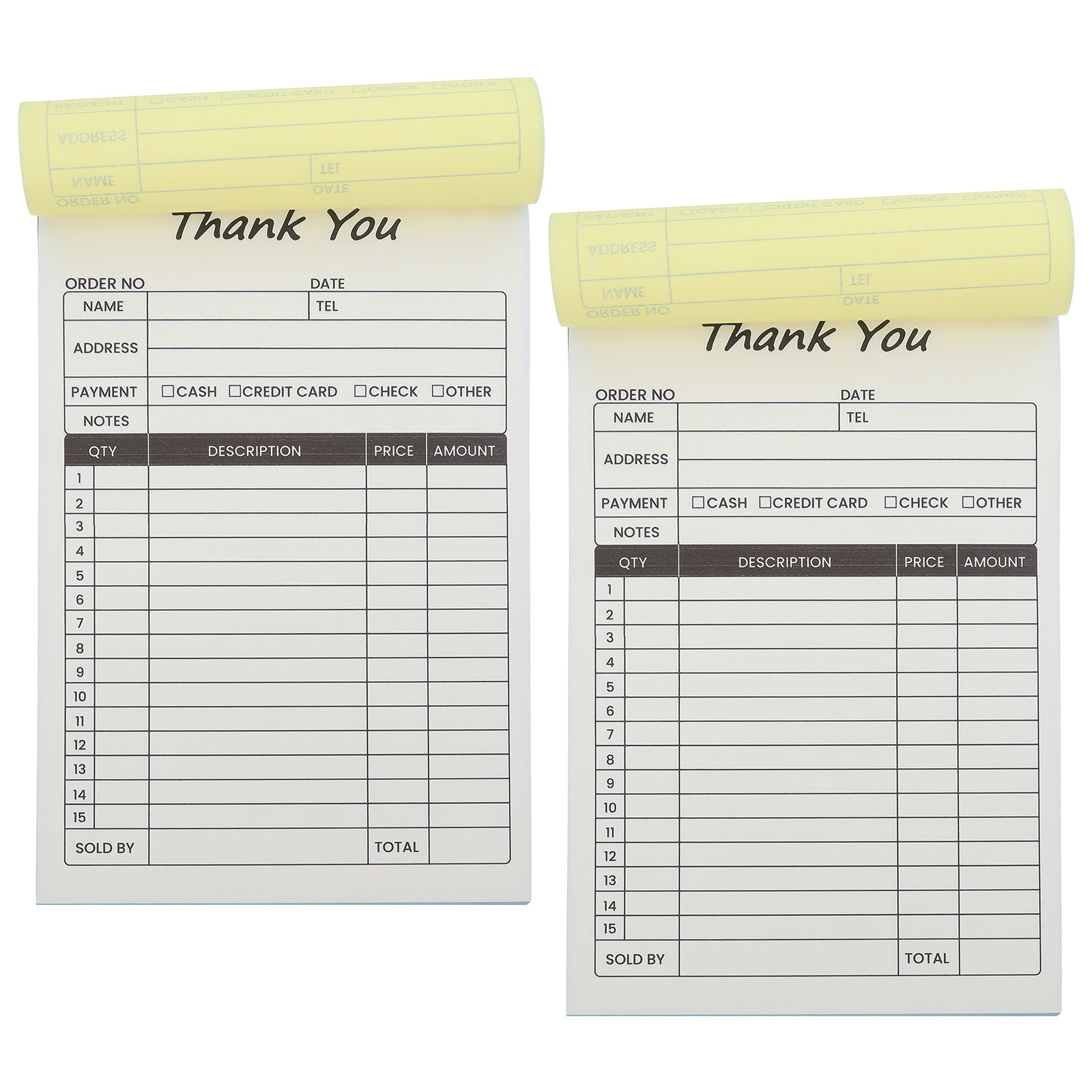 Carbon Copy Book - 2Pcs 2-Part Invoice Receipt Book Carbon